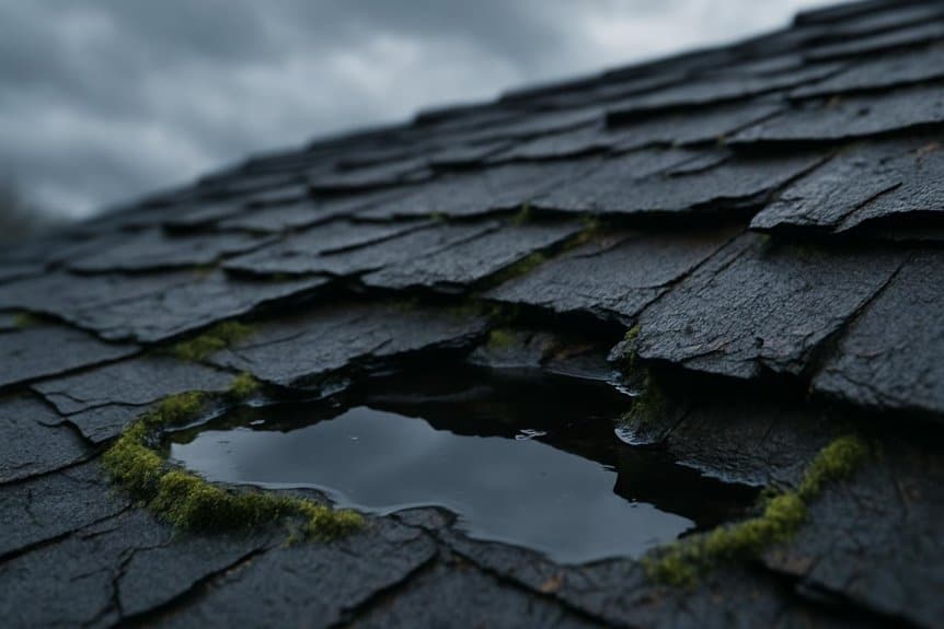 ponding water damages roofs